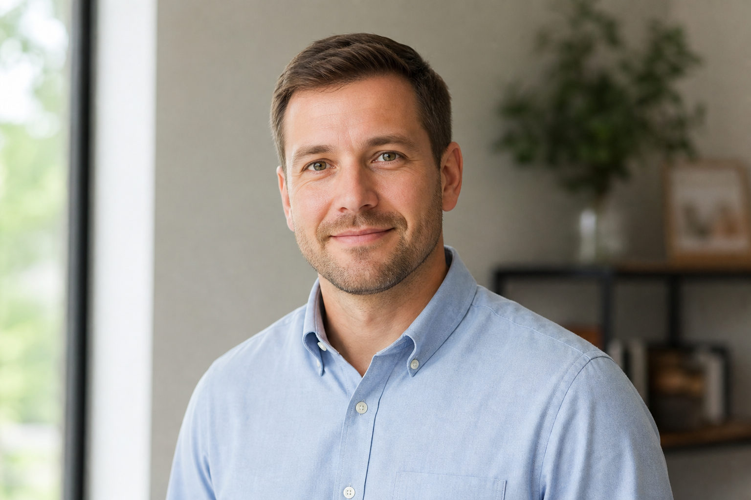 Joshua, professional home inspector with Shoreside Inspections — business casual portrait